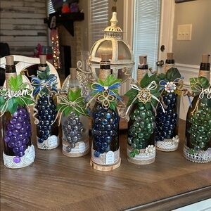 Decorative Wine Bottles (ONE only) with Beads and Leaves